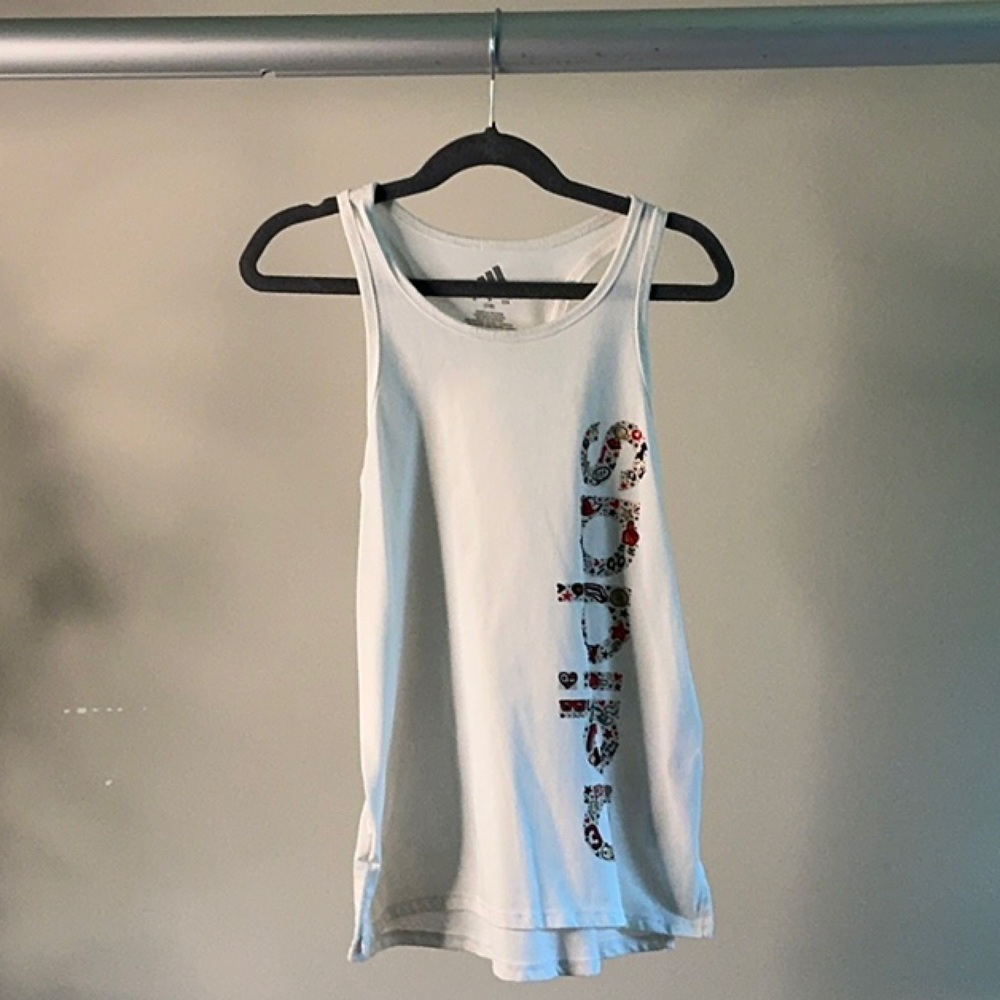 Adidas White Sleeveless Athletic Tank Top
